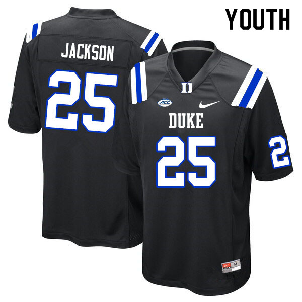 Youth #25 Deon Jackson Duke Blue Devils College Football Jerseys Sale-Black - Click Image to Close